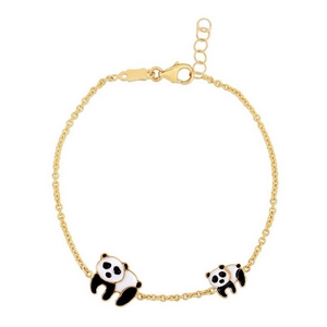 Mom And Baby Panda Gold Bracelet